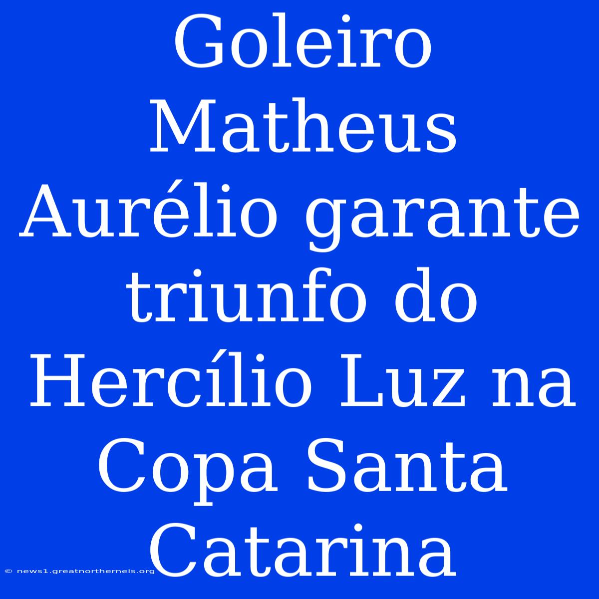 Goleiro Matheus Aurélio Garante Triunfo Do Hercílio Luz Na Copa Santa Catarina