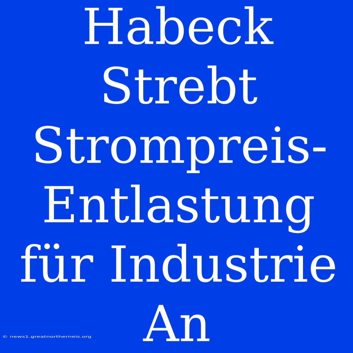 Habeck Strebt Strompreis-Entlastung Für Industrie An