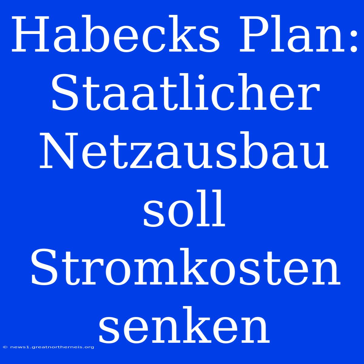 Habecks Plan: Staatlicher Netzausbau Soll Stromkosten Senken