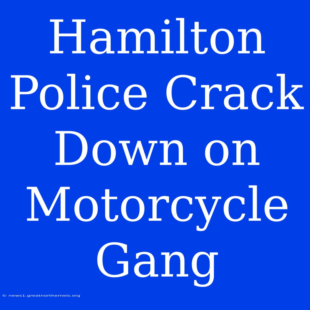 Hamilton Police Crack Down On Motorcycle Gang