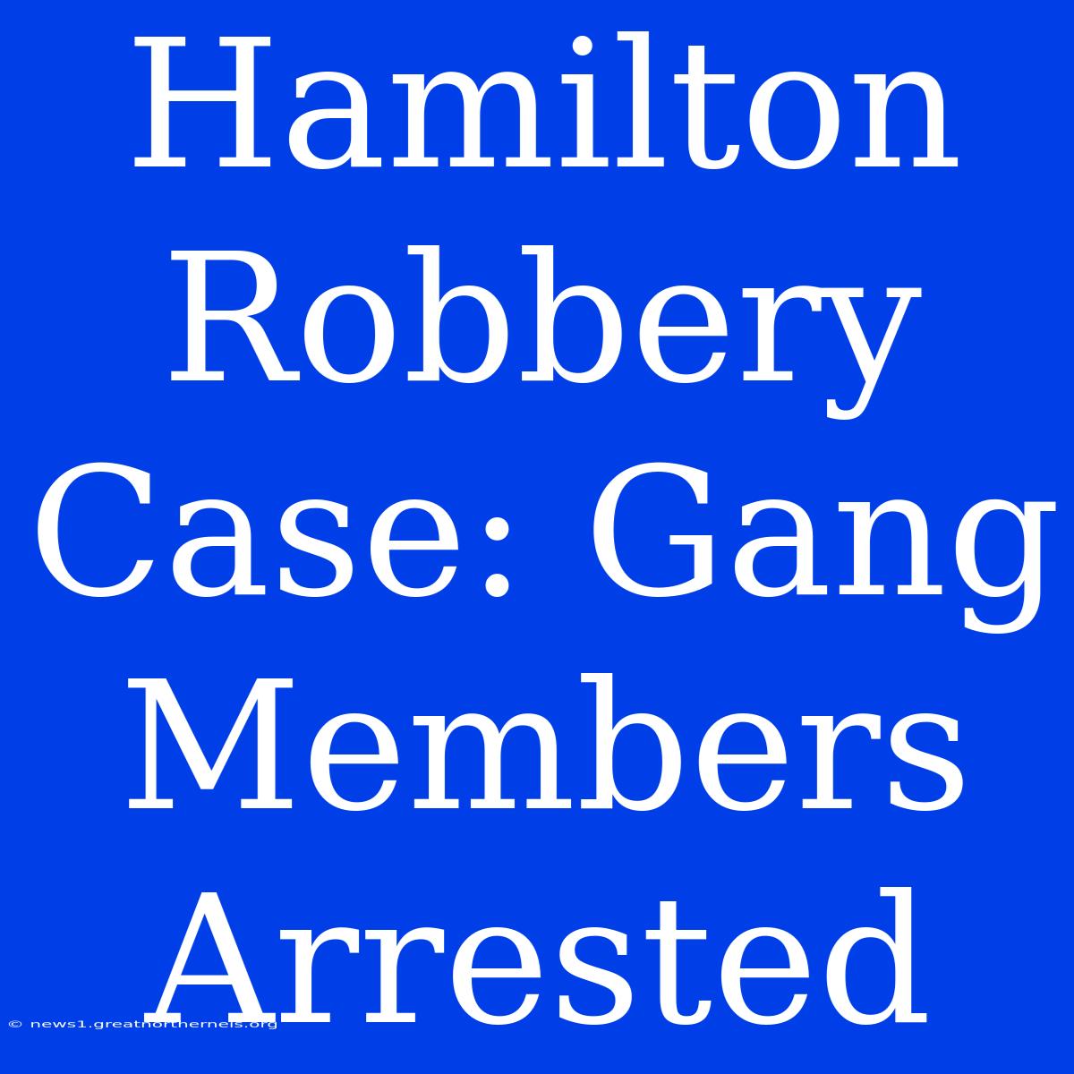 Hamilton Robbery Case: Gang Members Arrested