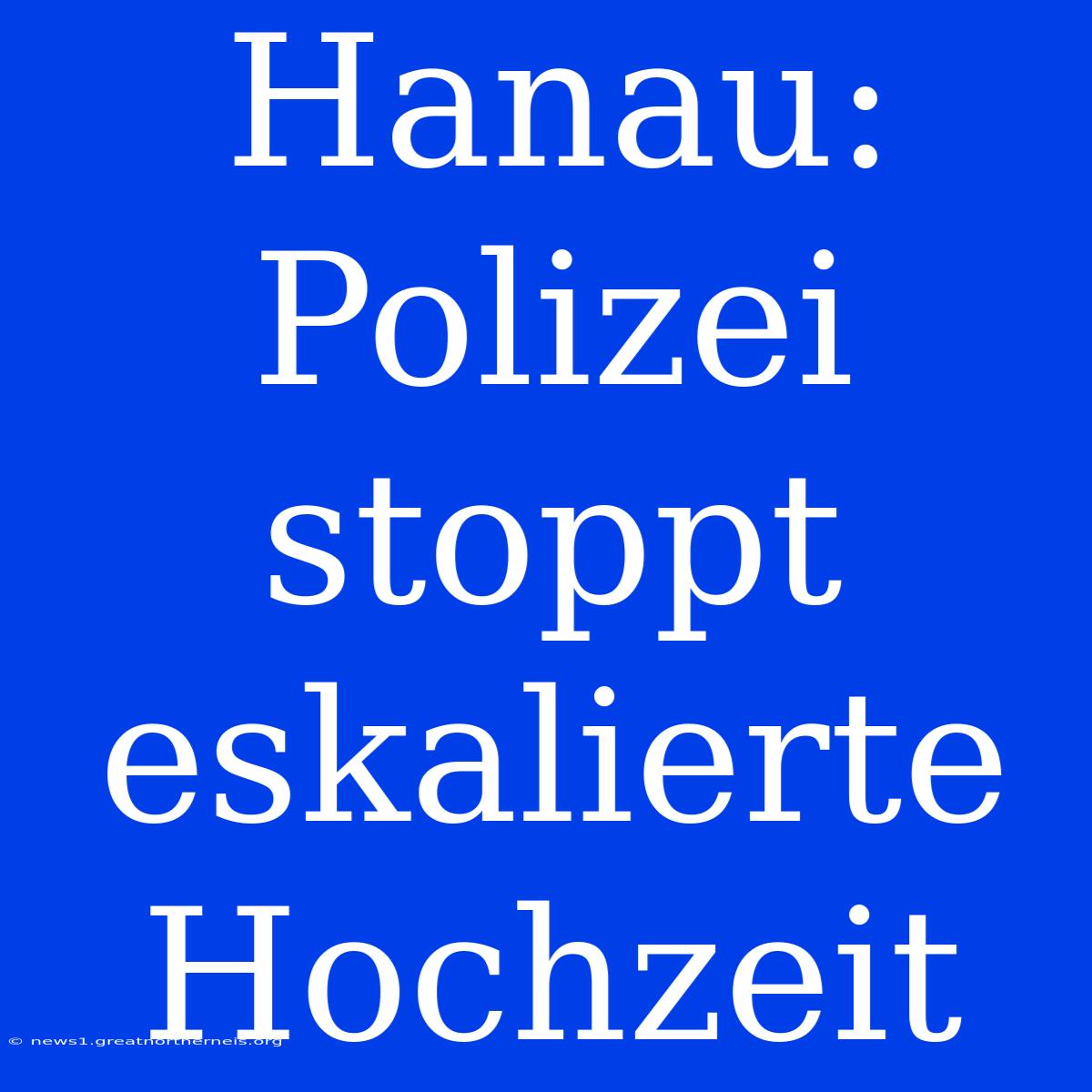 Hanau: Polizei Stoppt Eskalierte Hochzeit