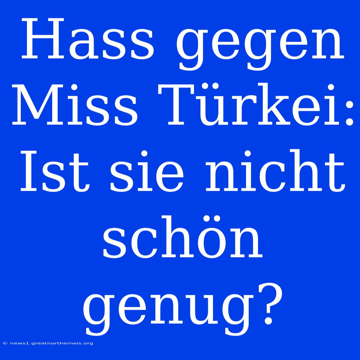 Hass Gegen Miss Türkei: Ist Sie Nicht Schön Genug?