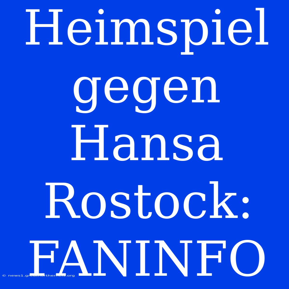 Heimspiel Gegen Hansa Rostock: FANINFO