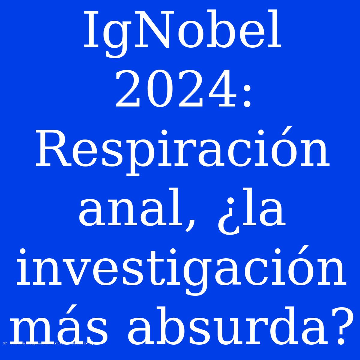 IgNobel 2024: Respiración Anal, ¿la Investigación Más Absurda?