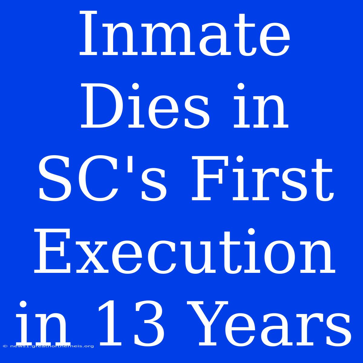 Inmate Dies In SC's First Execution In 13 Years