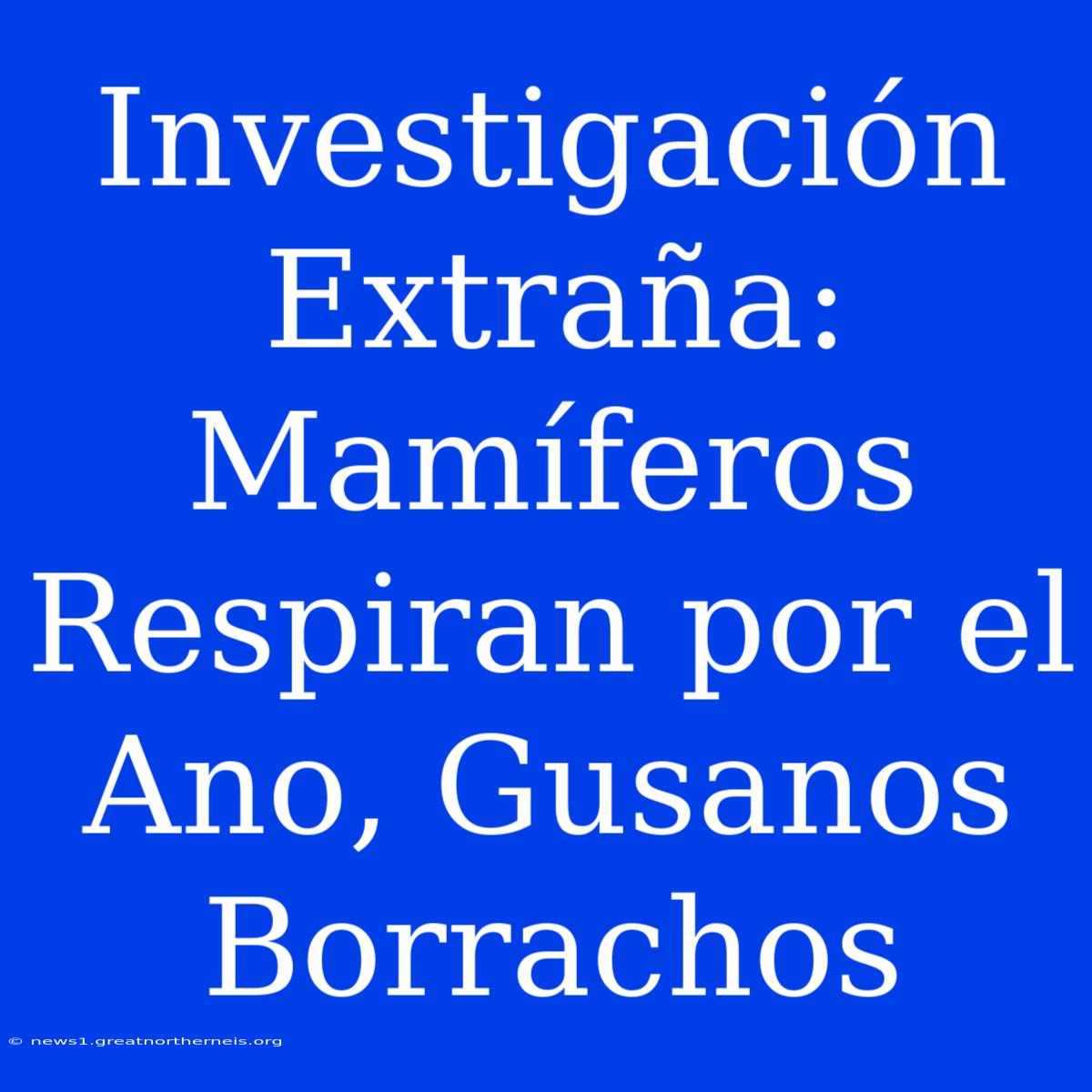 Investigación Extraña: Mamíferos Respiran Por El Ano, Gusanos Borrachos