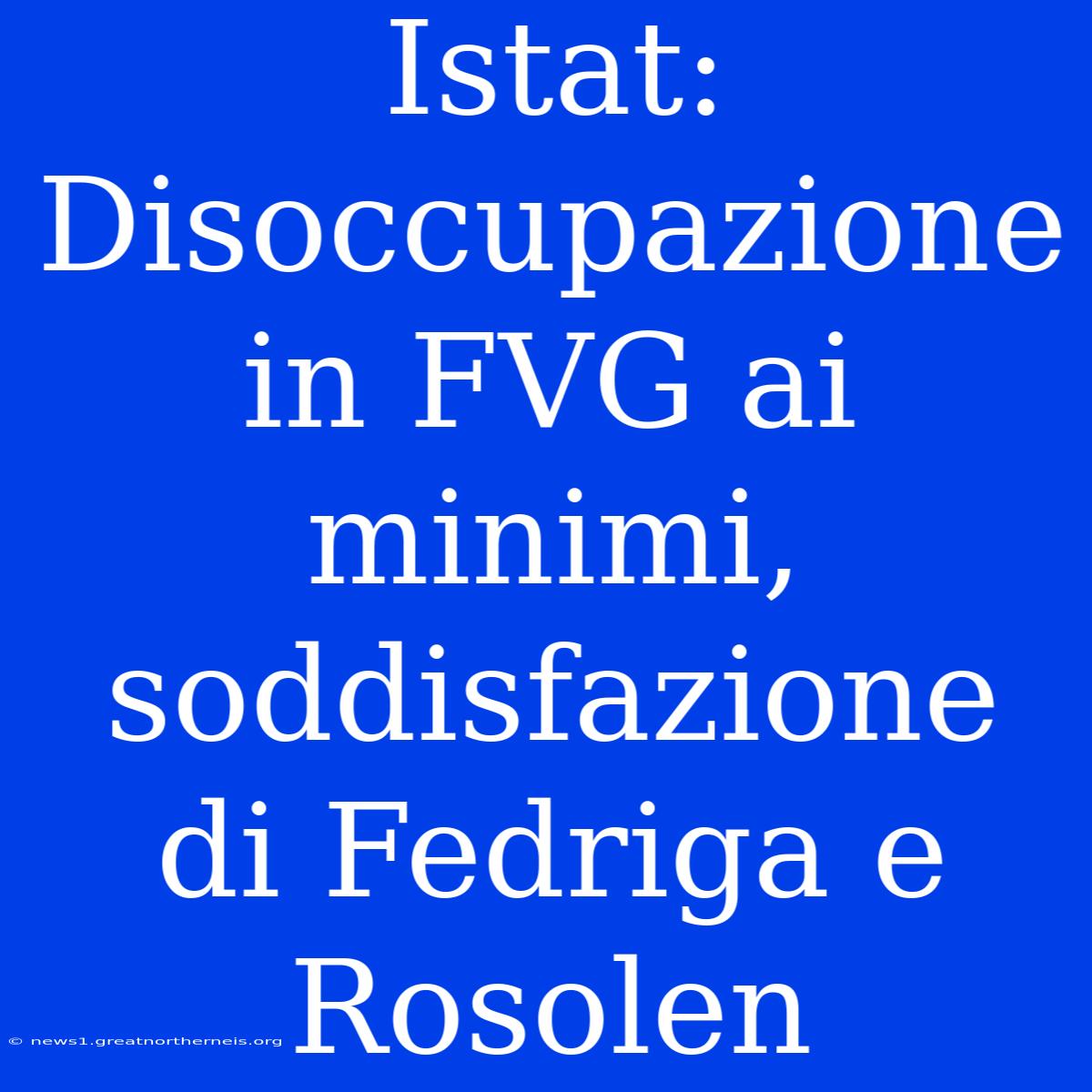 Istat: Disoccupazione In FVG Ai Minimi, Soddisfazione Di Fedriga E Rosolen