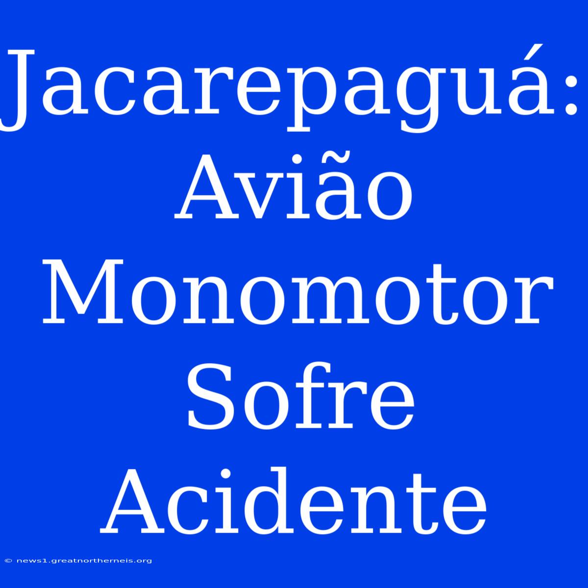 Jacarepaguá: Avião Monomotor Sofre Acidente