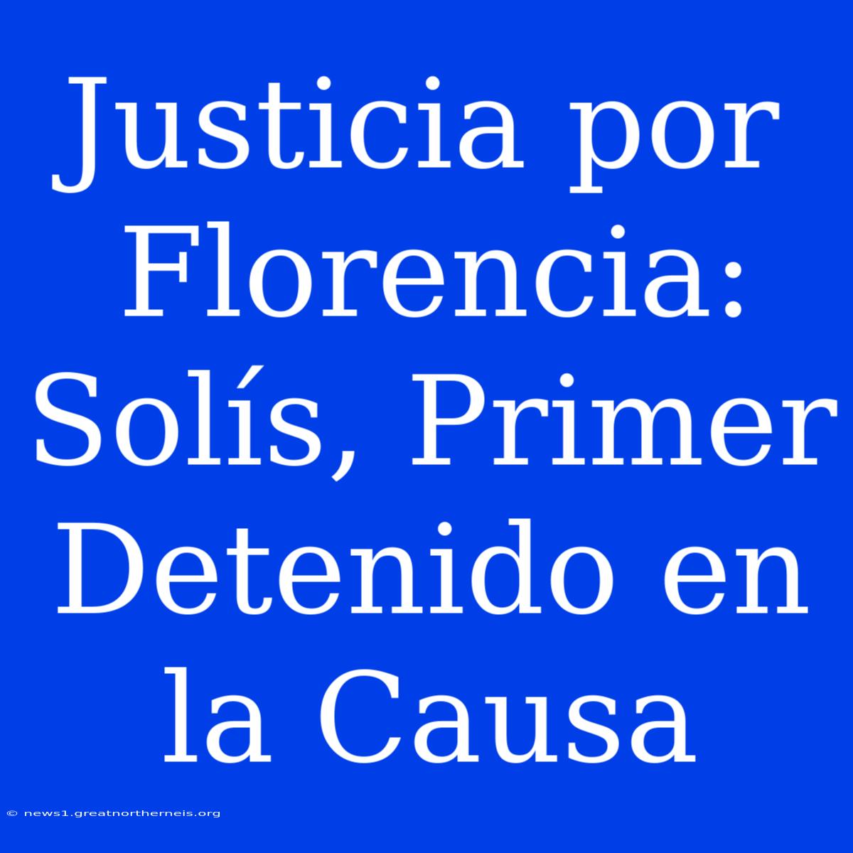 Justicia Por Florencia: Solís, Primer Detenido En La Causa