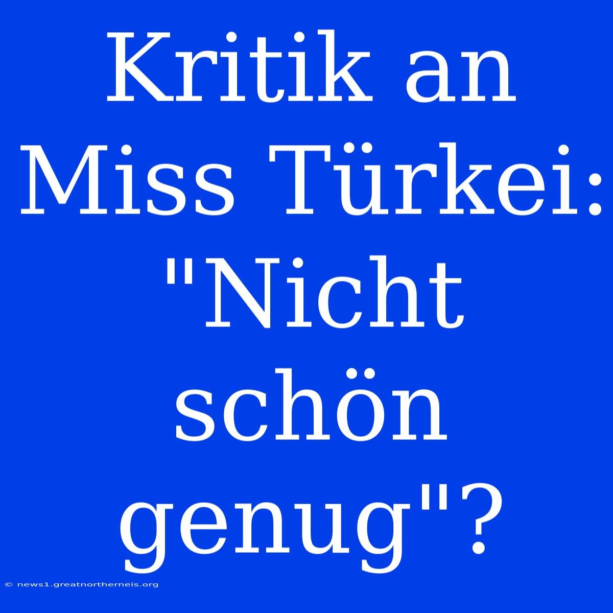 Kritik An Miss Türkei: 