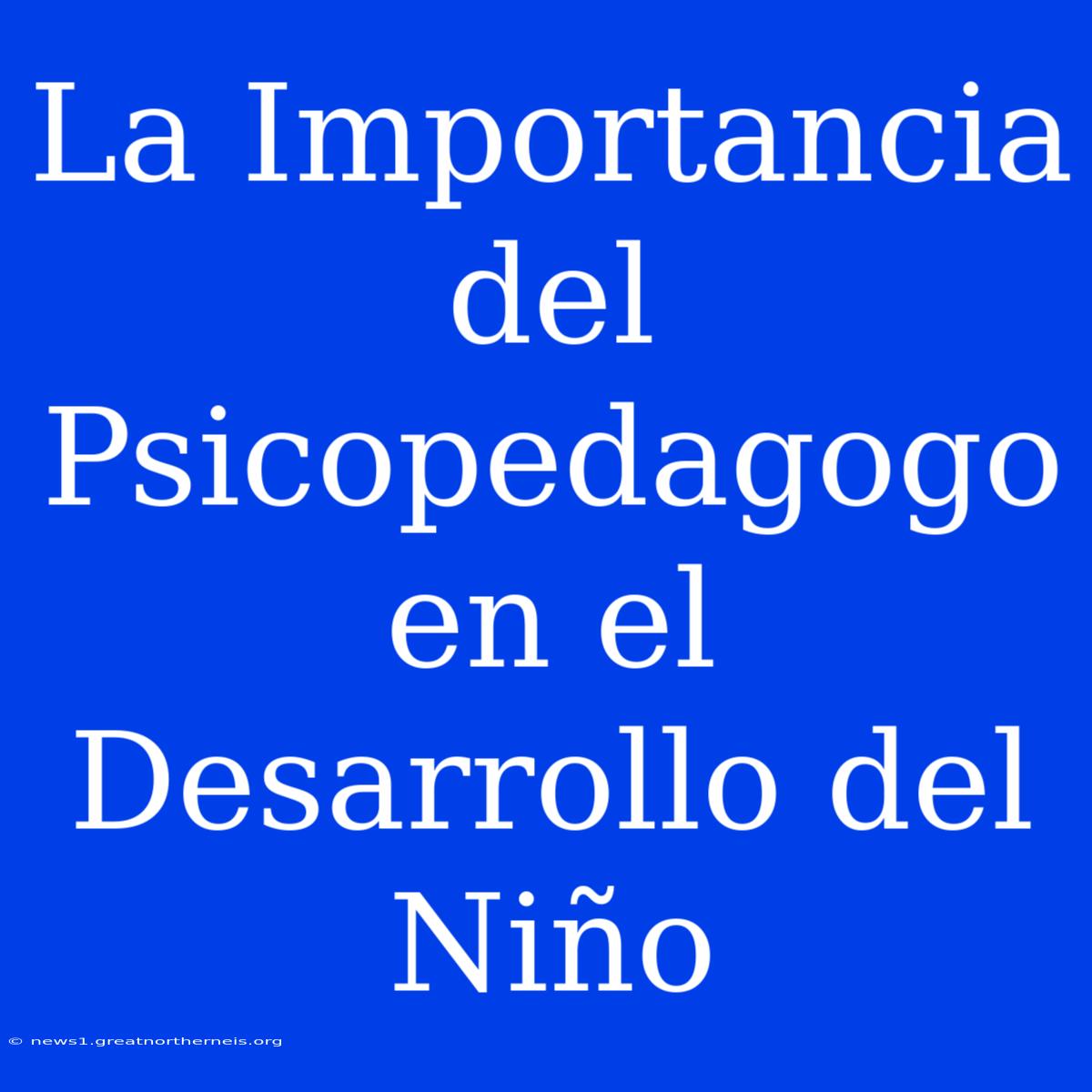 La Importancia Del Psicopedagogo En El Desarrollo Del Niño