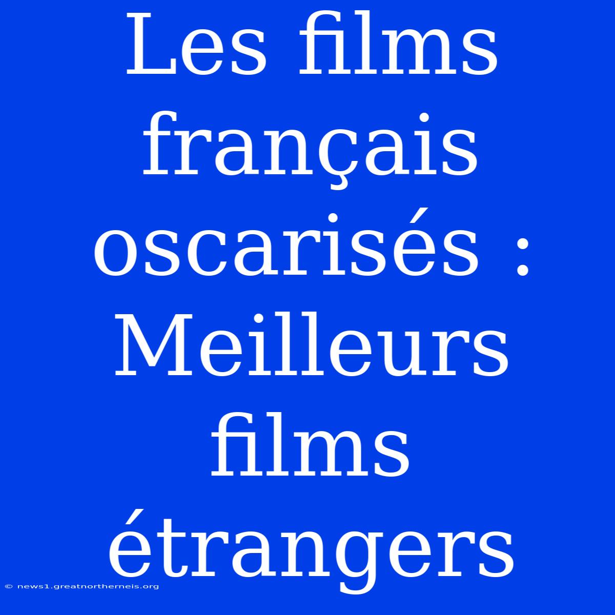 Les Films Français Oscarisés : Meilleurs Films Étrangers