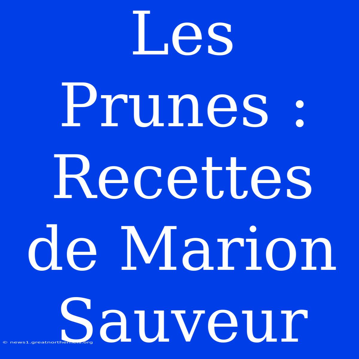 Les Prunes : Recettes De Marion Sauveur