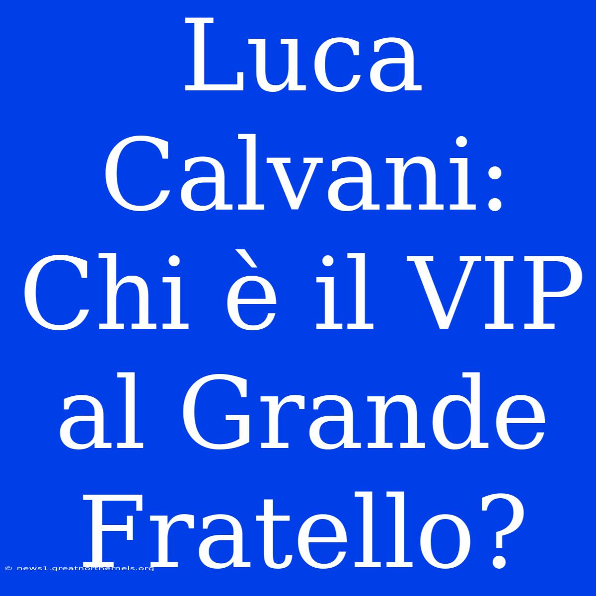 Luca Calvani: Chi È Il VIP Al Grande Fratello?