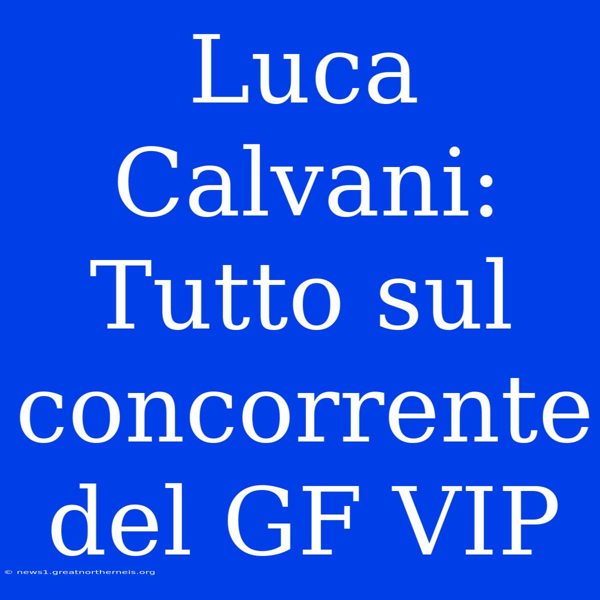 Luca Calvani: Tutto Sul Concorrente Del GF VIP