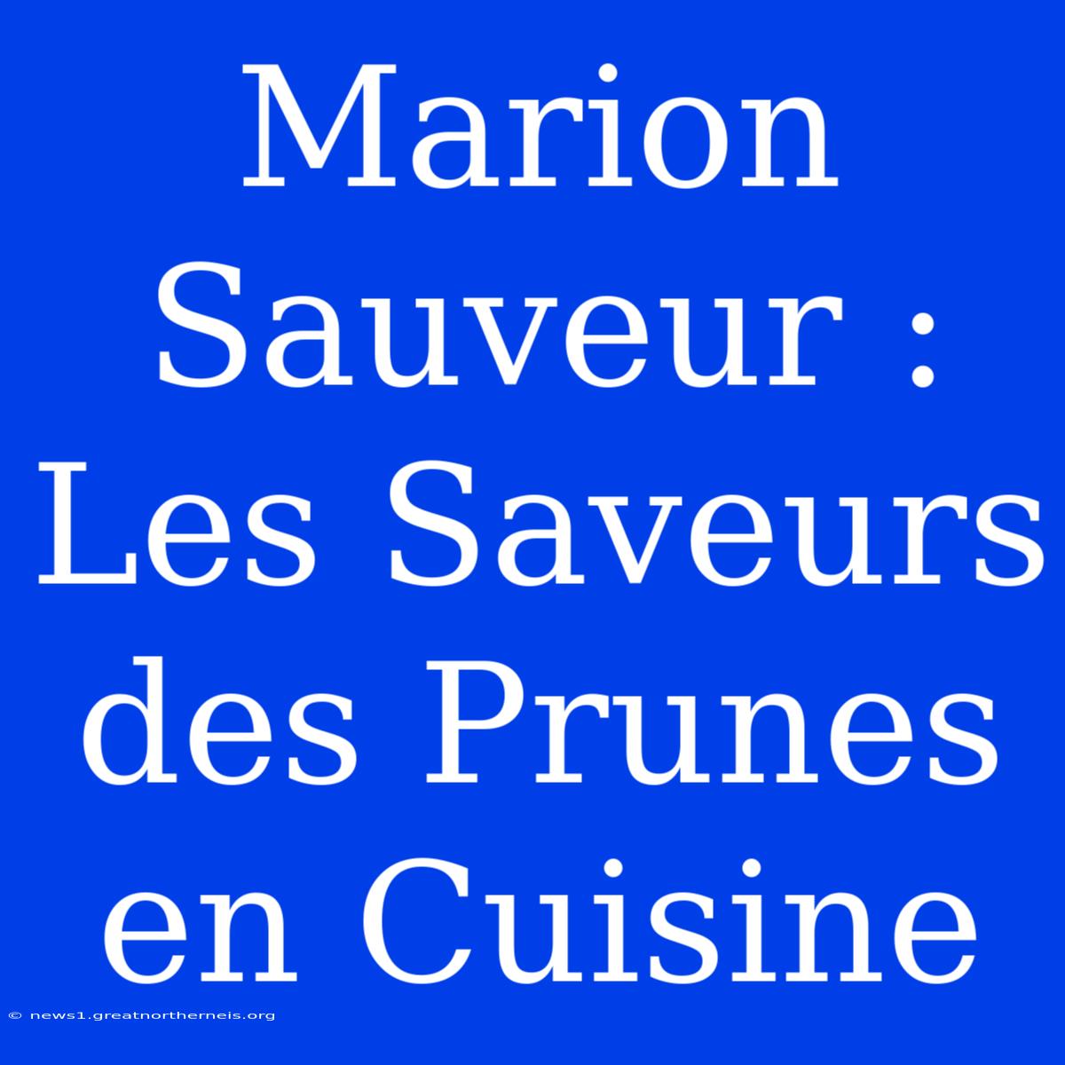 Marion Sauveur : Les Saveurs Des Prunes En Cuisine