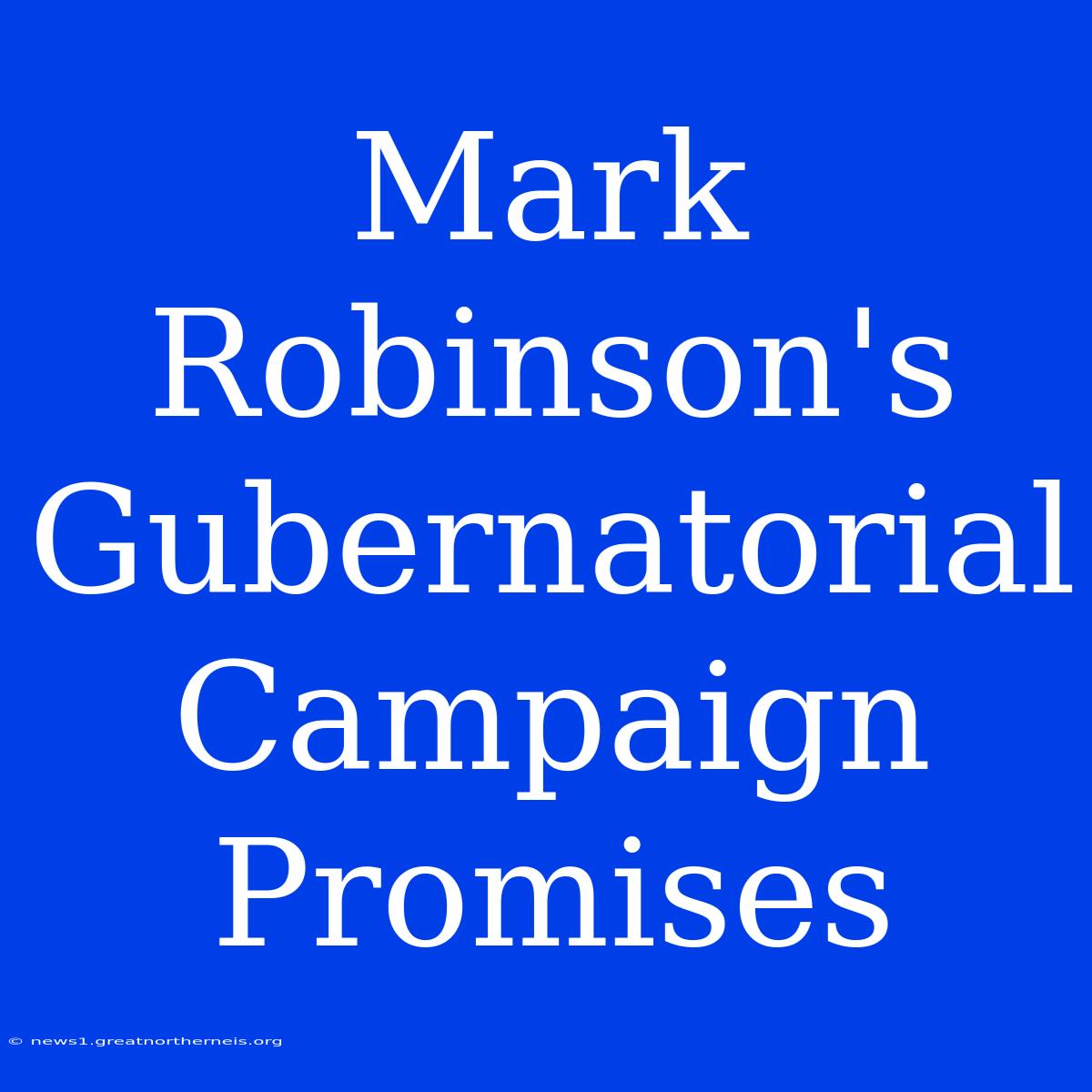 Mark Robinson's Gubernatorial Campaign Promises