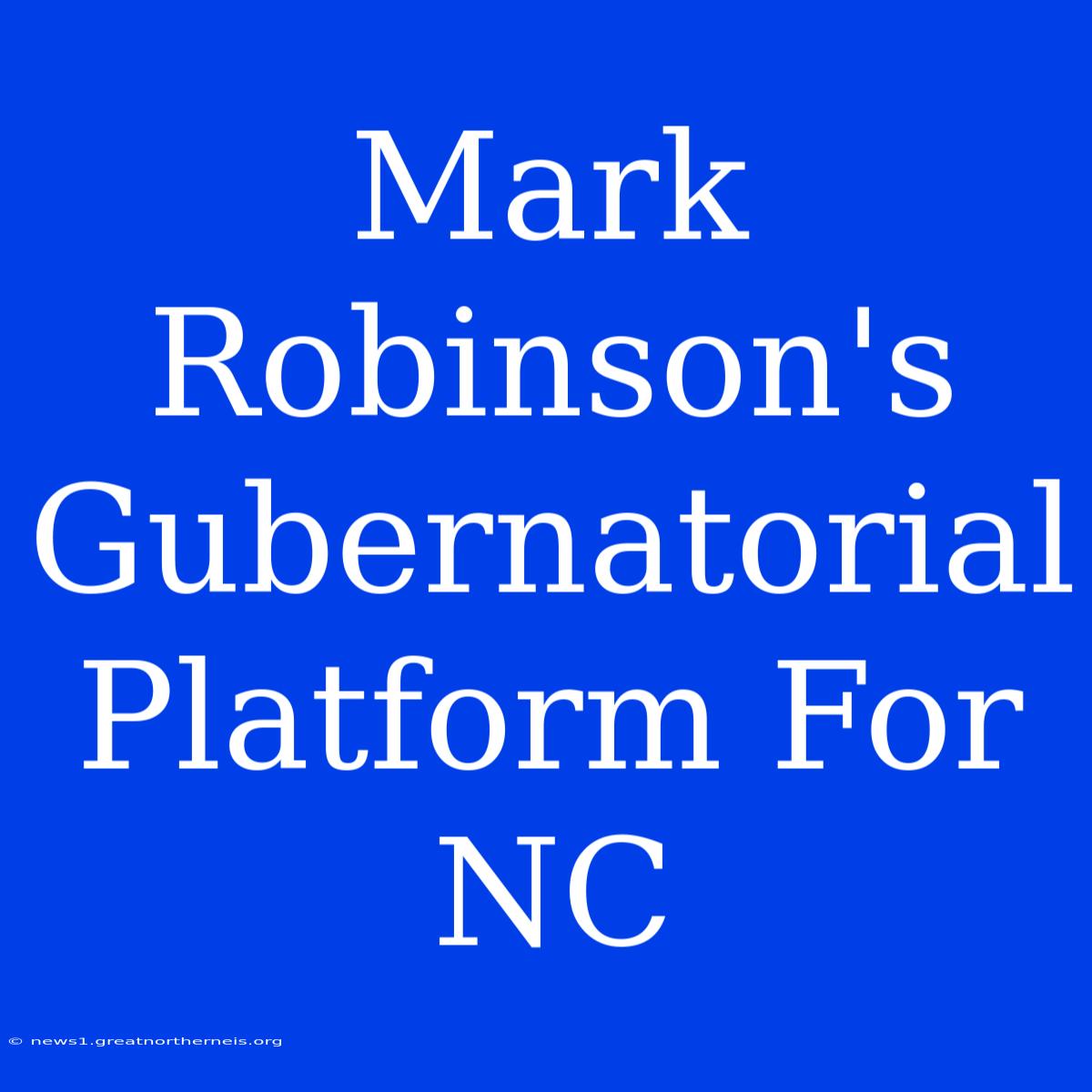 Mark Robinson's Gubernatorial Platform For NC