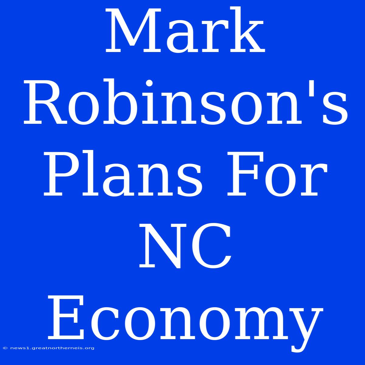 Mark Robinson's Plans For NC Economy