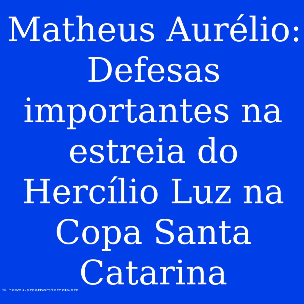 Matheus Aurélio:  Defesas Importantes Na Estreia Do Hercílio Luz Na Copa Santa Catarina