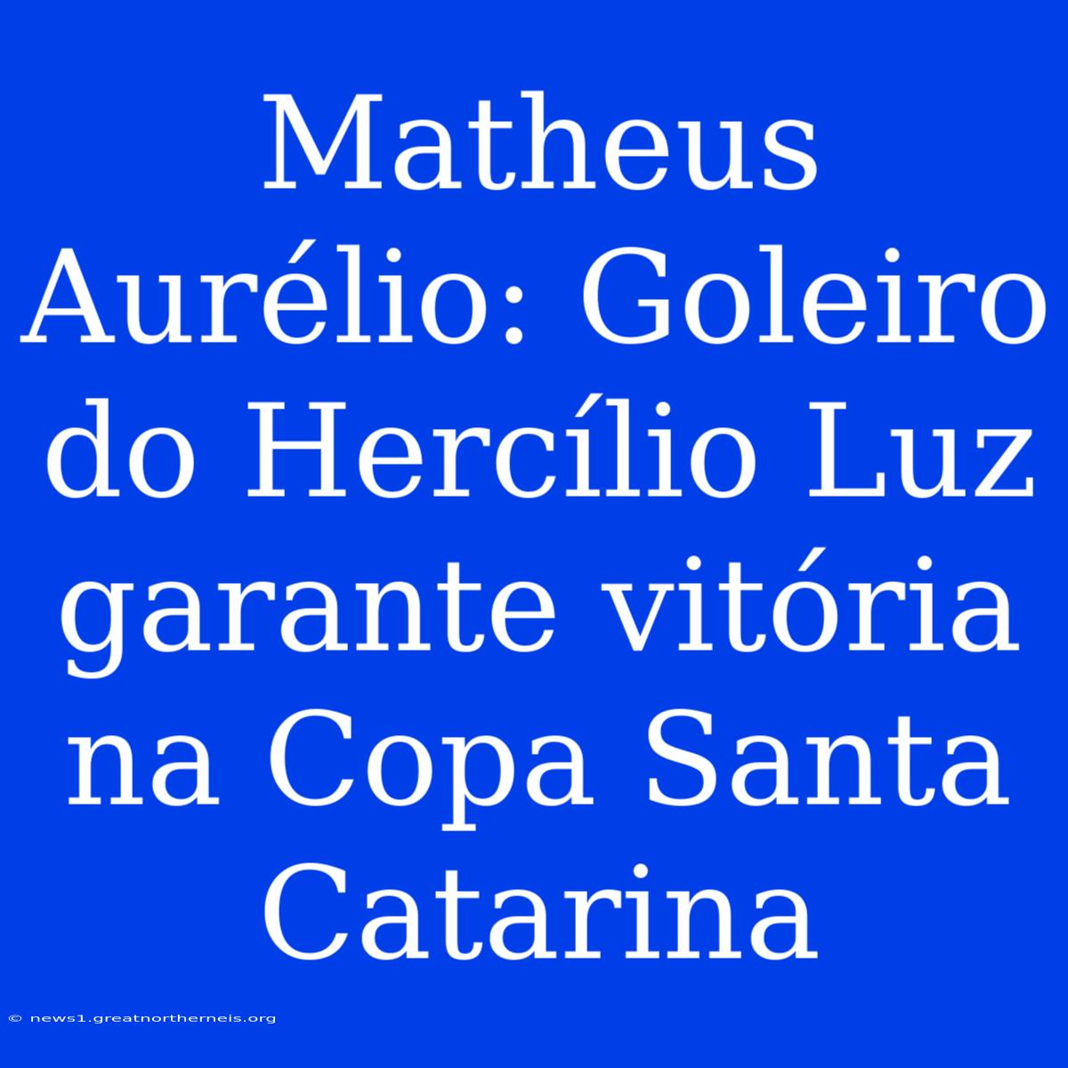 Matheus Aurélio: Goleiro Do Hercílio Luz Garante Vitória Na Copa Santa Catarina