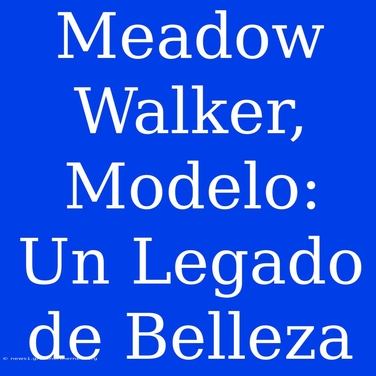 Meadow Walker, Modelo: Un Legado De Belleza