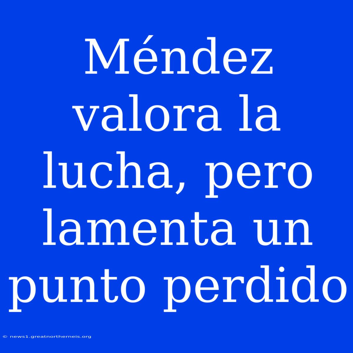 Méndez Valora La Lucha, Pero Lamenta Un Punto Perdido