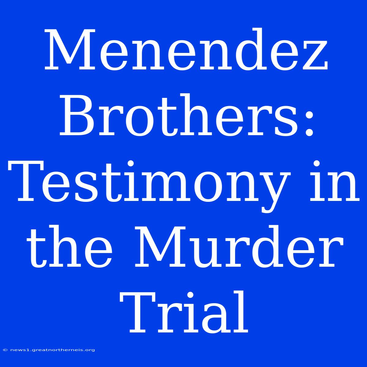 Menendez Brothers: Testimony In The Murder Trial