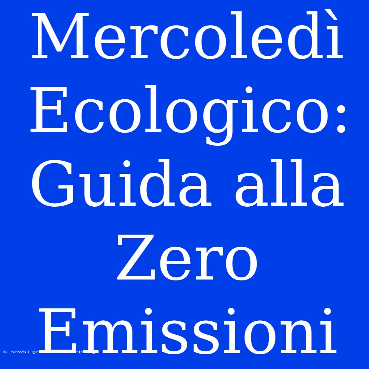 Mercoledì Ecologico: Guida Alla Zero Emissioni