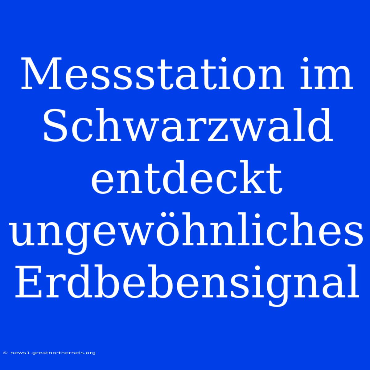 Messstation Im Schwarzwald Entdeckt Ungewöhnliches Erdbebensignal