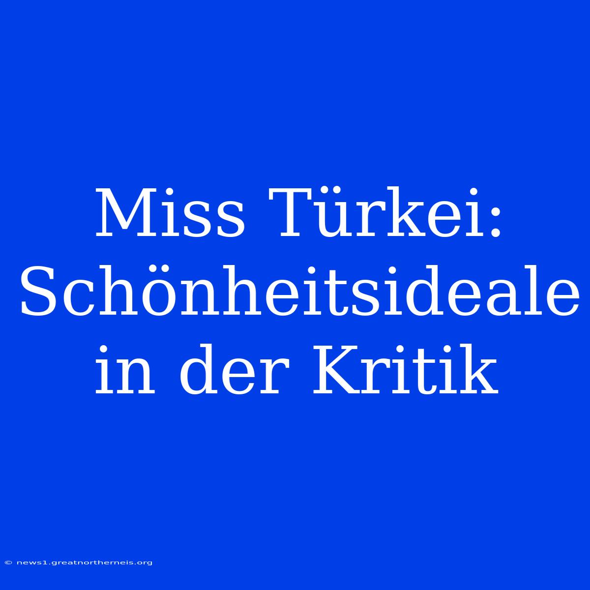 Miss Türkei: Schönheitsideale In Der Kritik