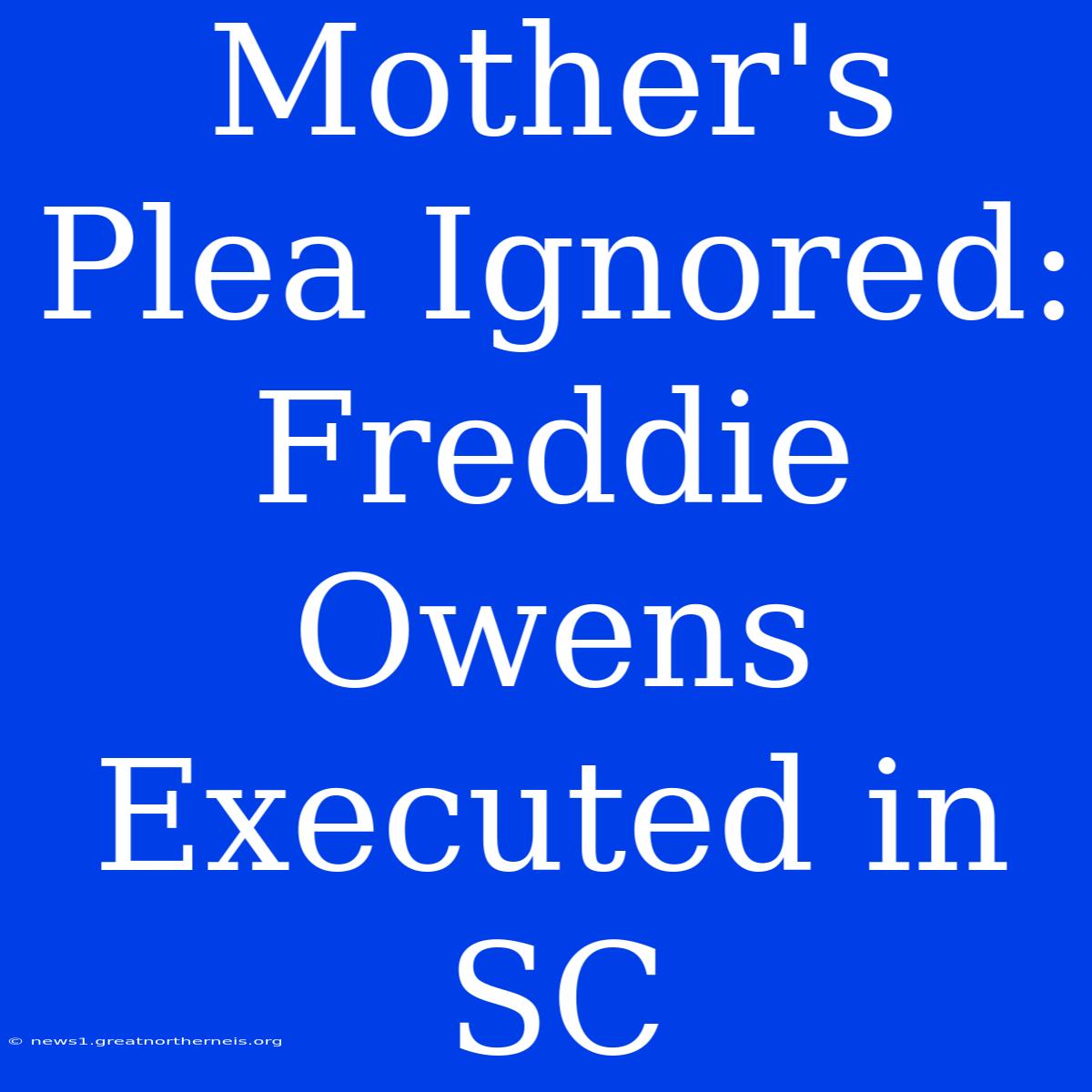 Mother's Plea Ignored: Freddie Owens Executed In SC