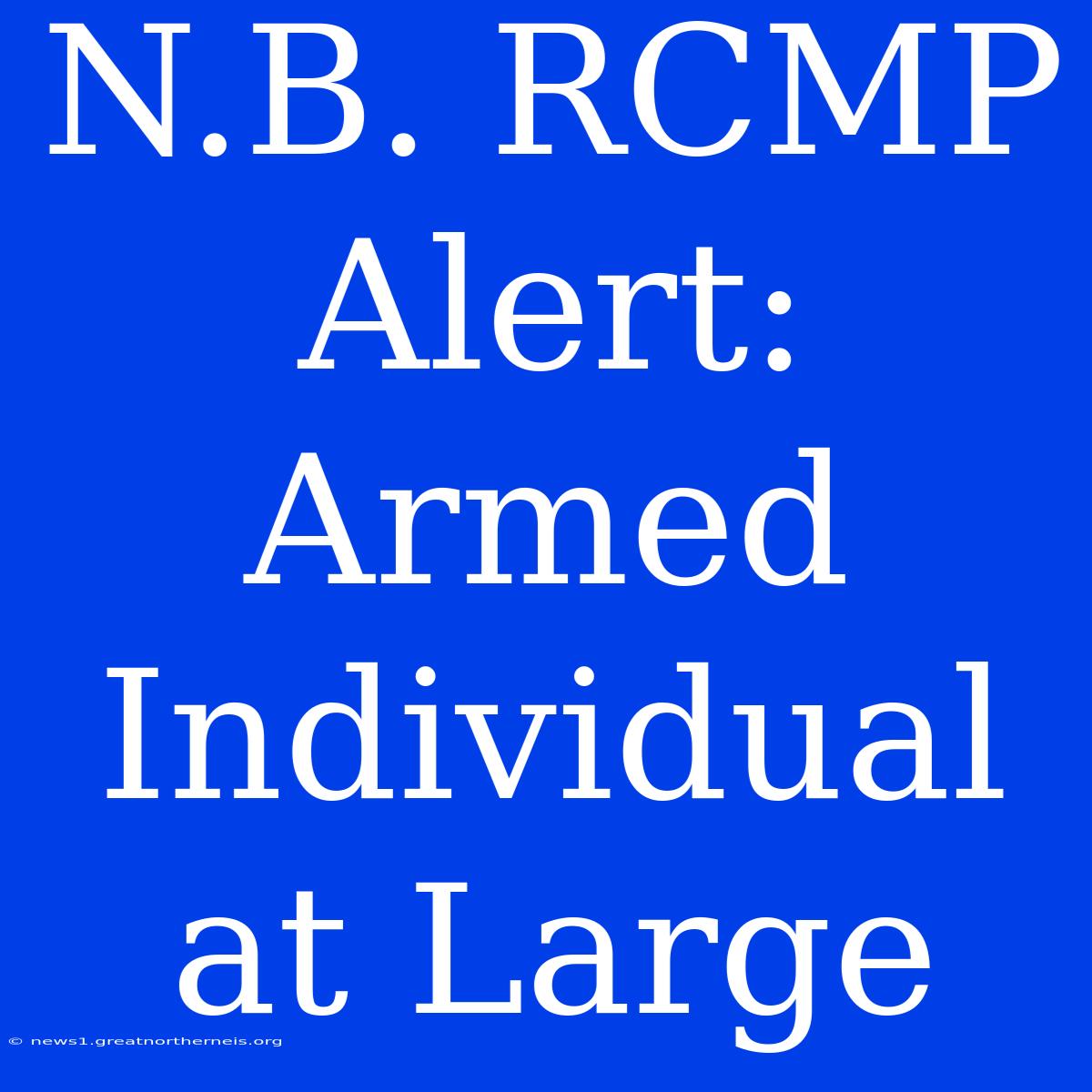 N.B. RCMP Alert: Armed Individual At Large