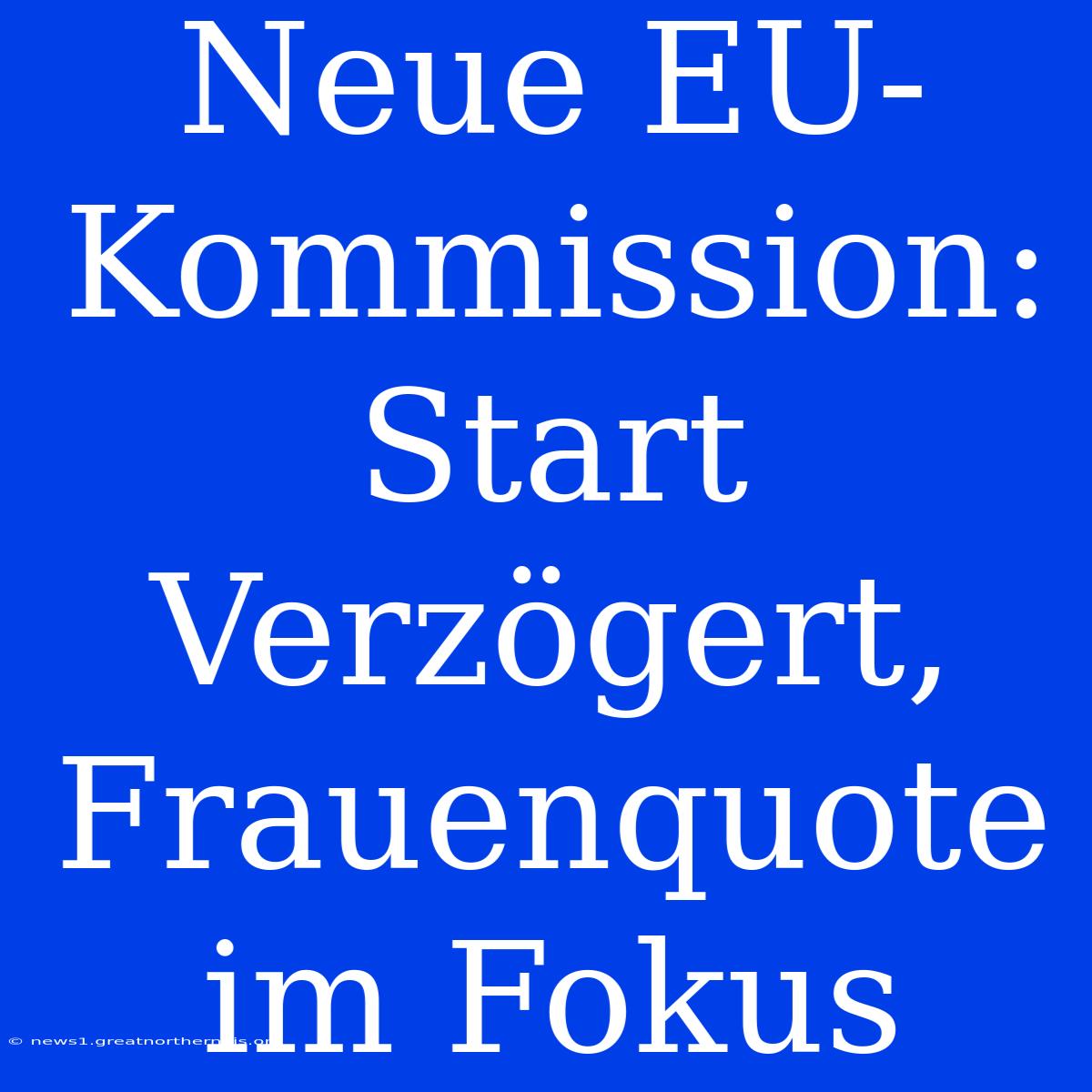 Neue EU-Kommission: Start Verzögert, Frauenquote Im Fokus