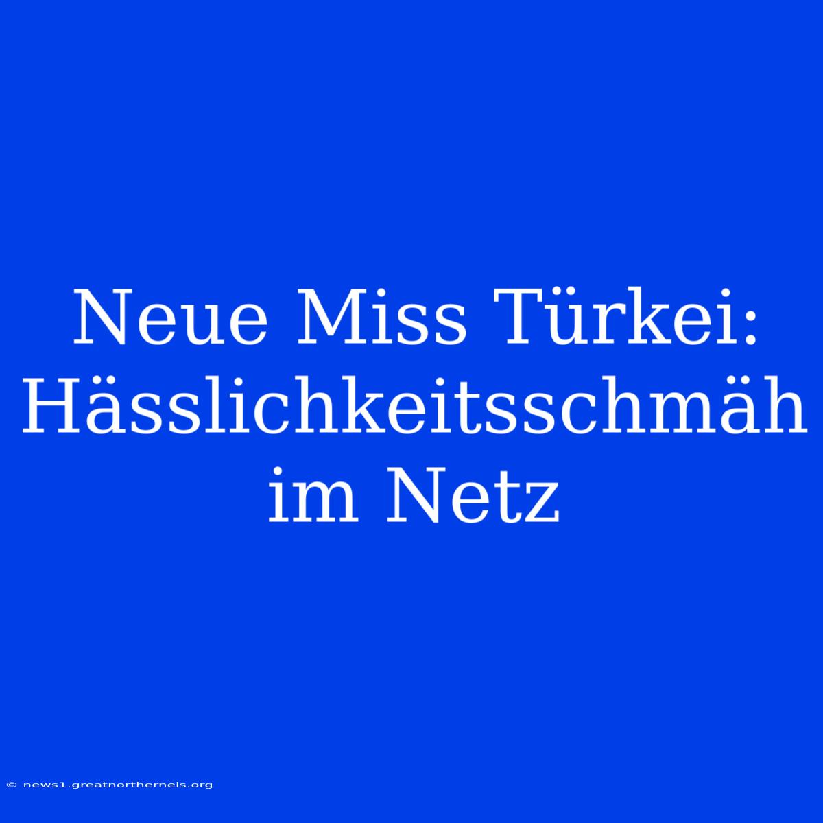 Neue Miss Türkei: Hässlichkeitsschmäh Im Netz