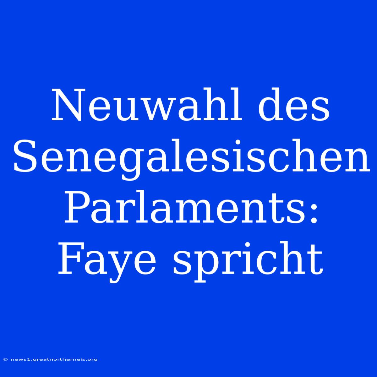 Neuwahl Des Senegalesischen Parlaments: Faye Spricht