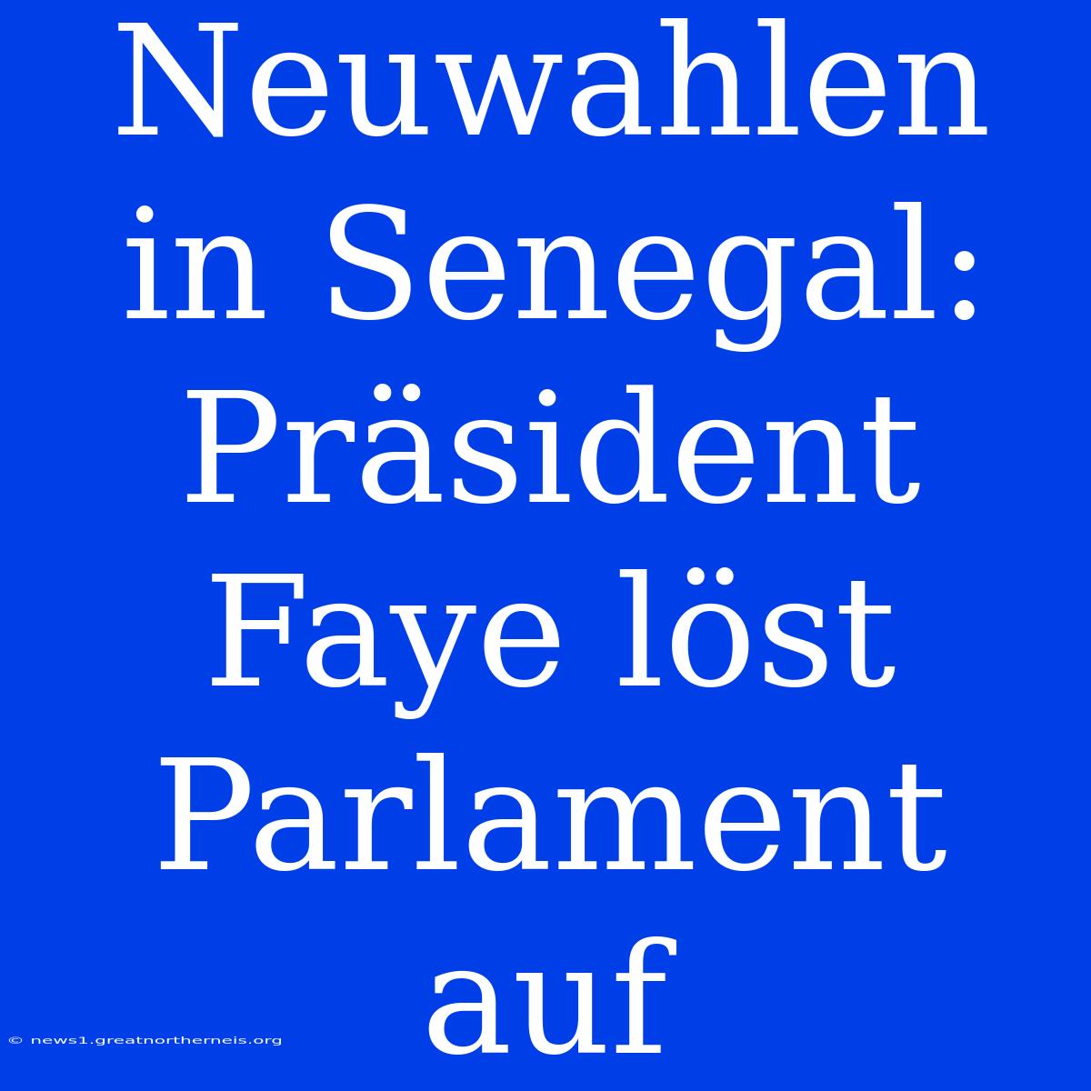 Neuwahlen In Senegal: Präsident Faye Löst Parlament Auf