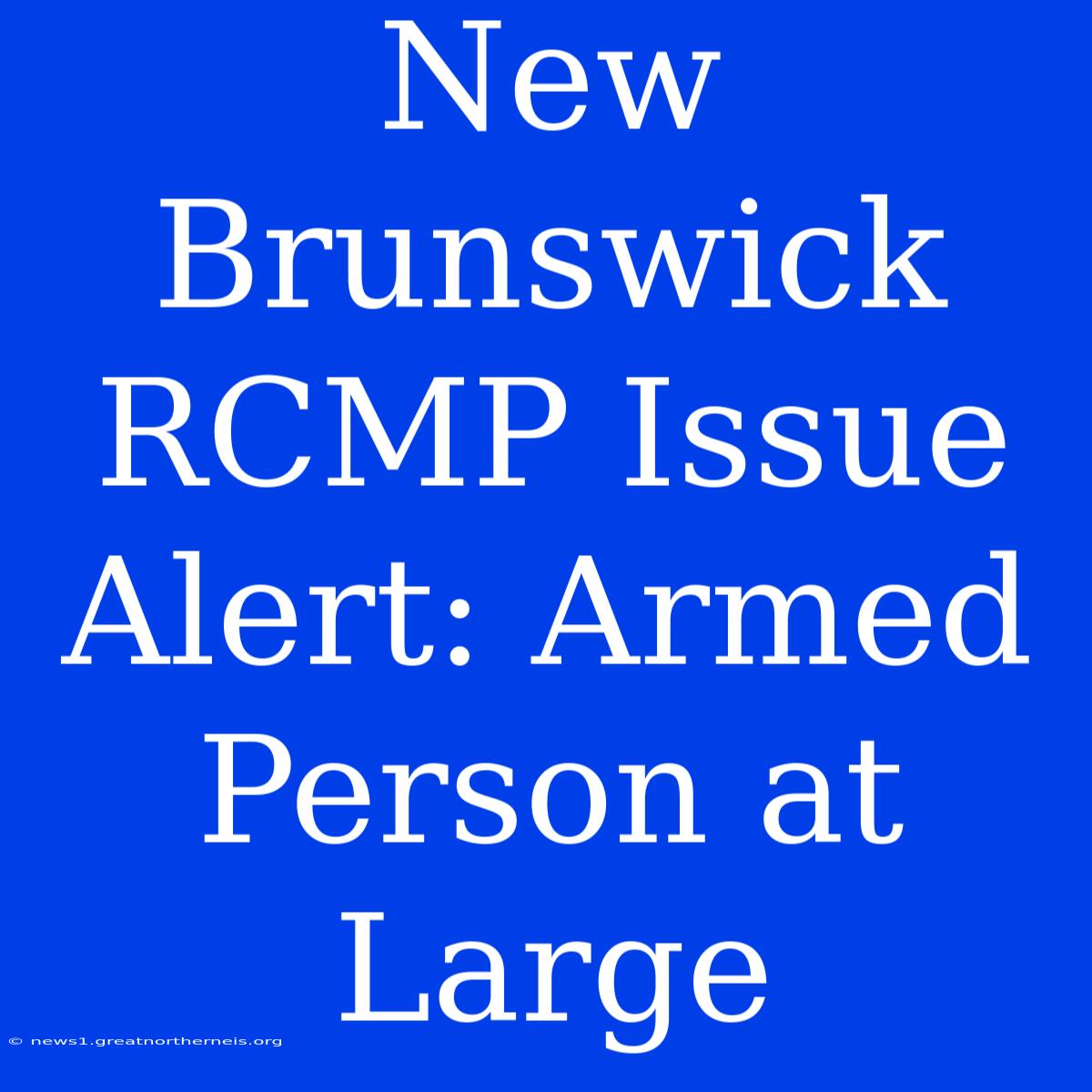 New Brunswick RCMP Issue Alert: Armed Person At Large