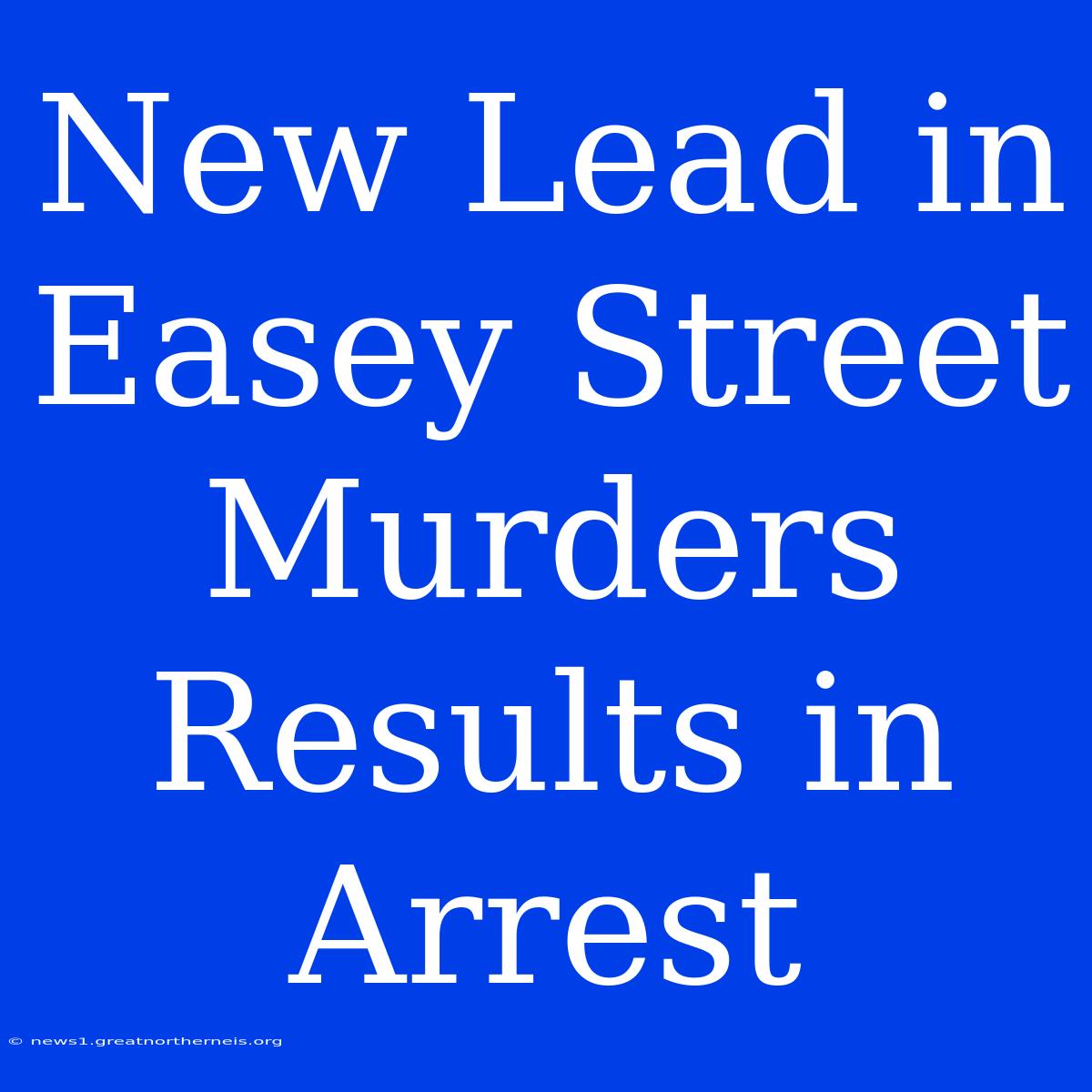 New Lead In Easey Street Murders Results In Arrest