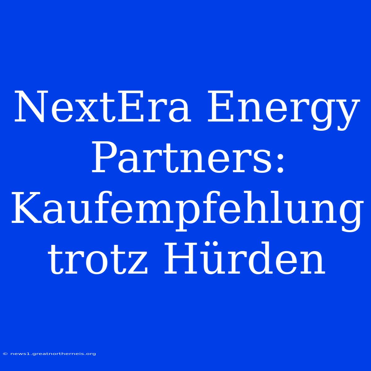 NextEra Energy Partners: Kaufempfehlung Trotz Hürden