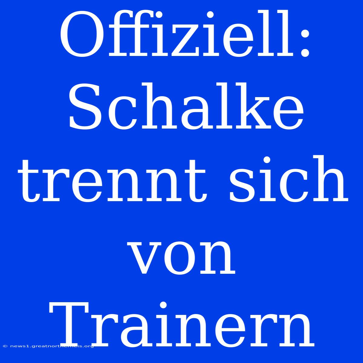 Offiziell: Schalke Trennt Sich Von Trainern