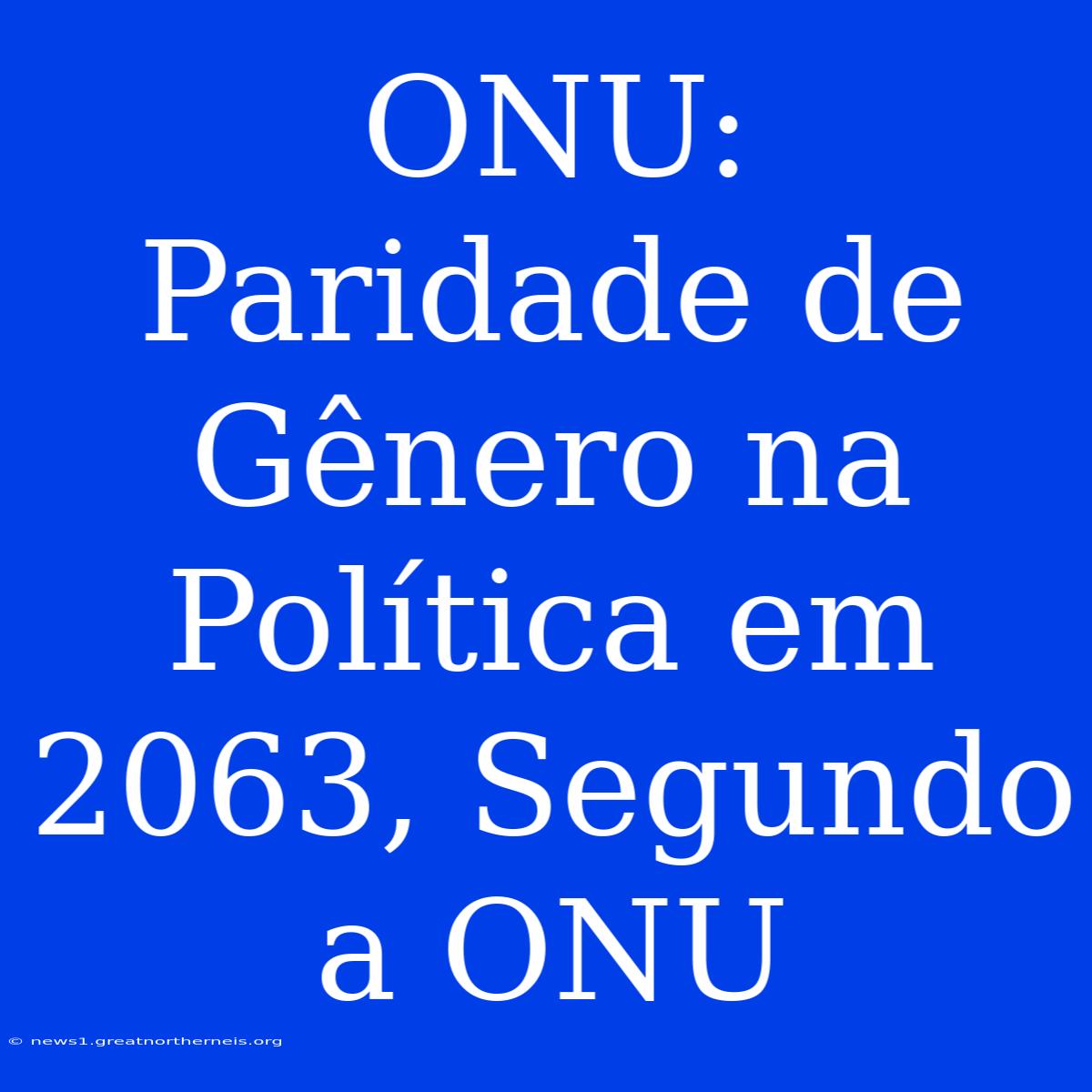 ONU:  Paridade De Gênero Na Política Em 2063, Segundo A ONU