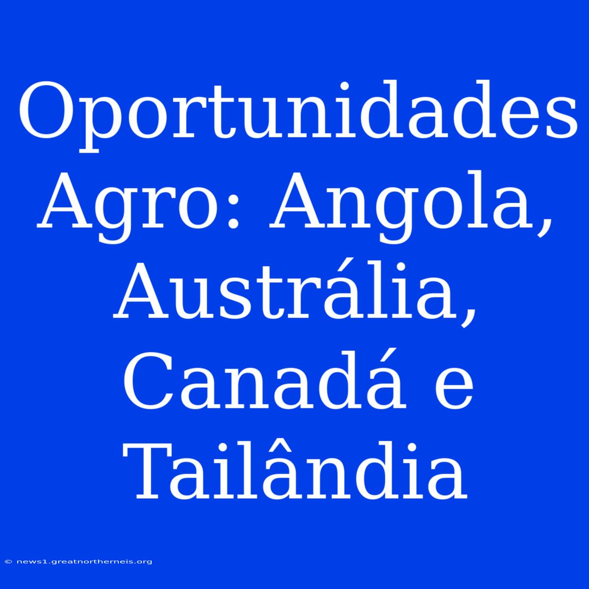 Oportunidades Agro: Angola, Austrália, Canadá E Tailândia