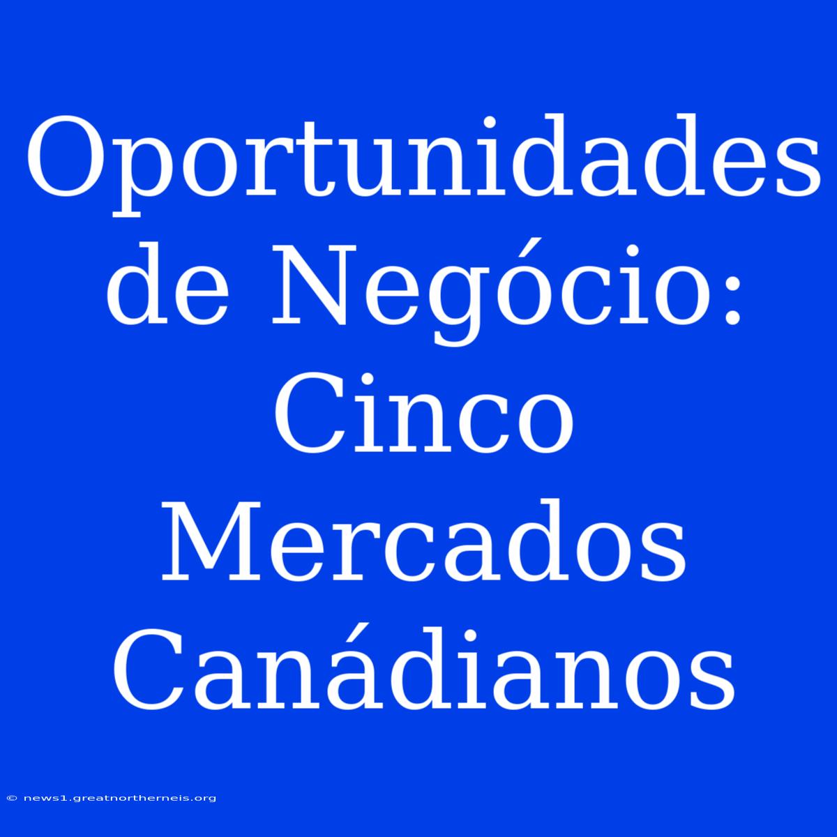 Oportunidades De Negócio: Cinco Mercados Canádianos