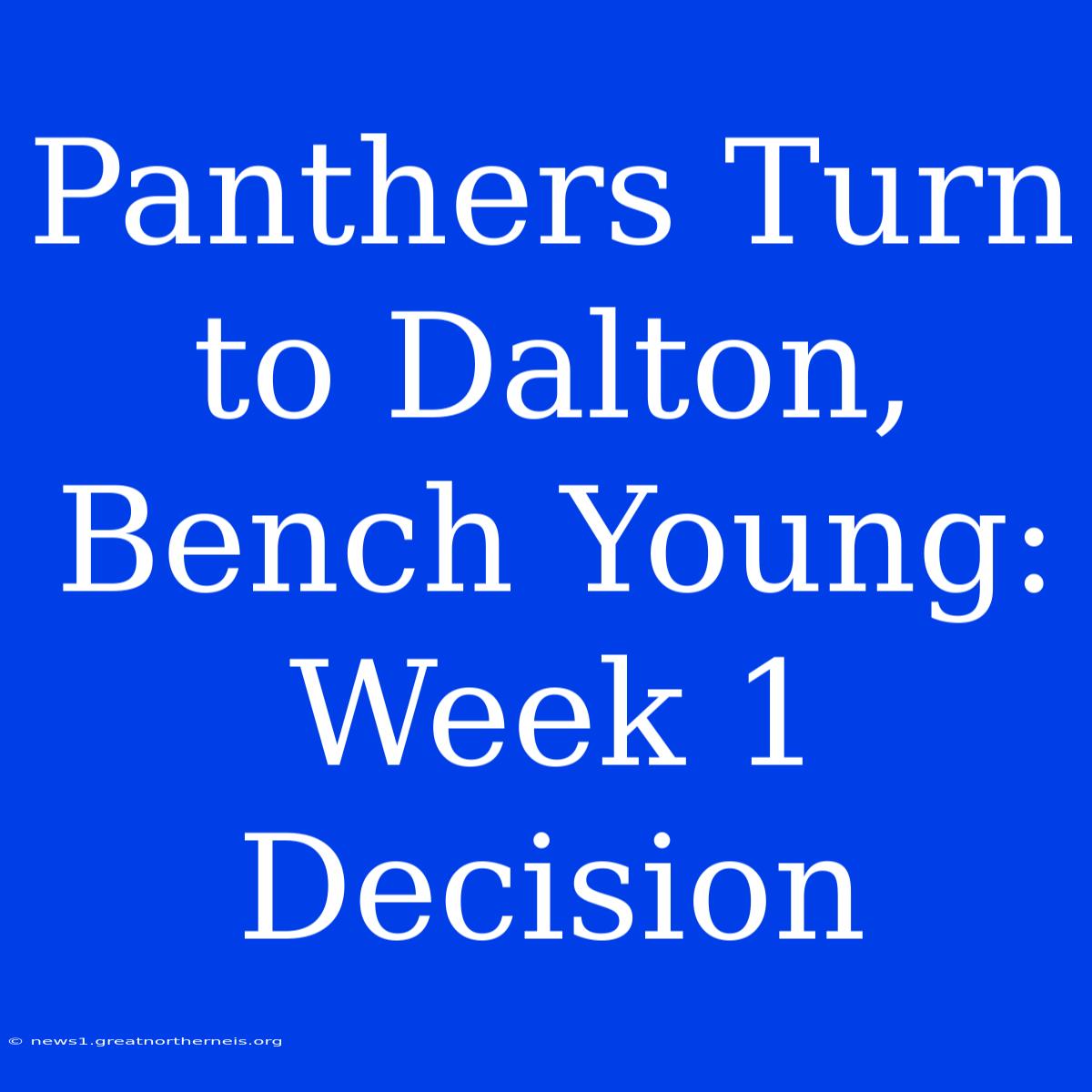 Panthers Turn To Dalton, Bench Young: Week 1 Decision