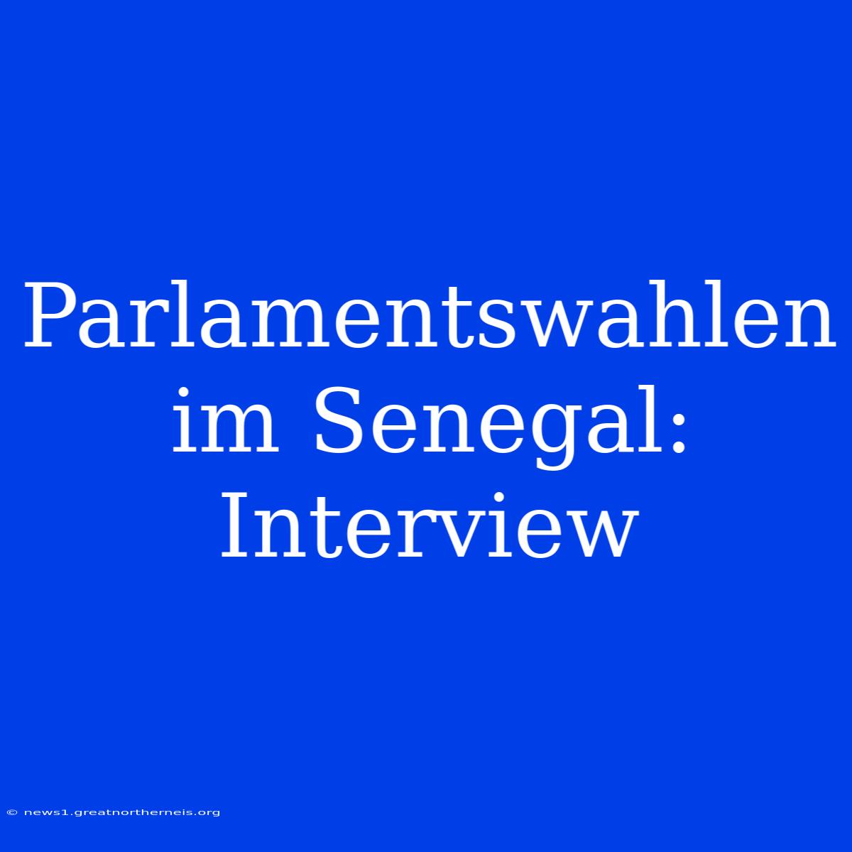 Parlamentswahlen Im Senegal: Interview