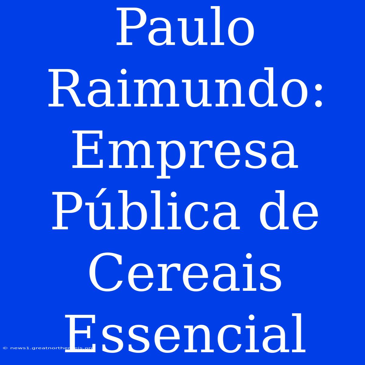 Paulo Raimundo: Empresa Pública De Cereais Essencial