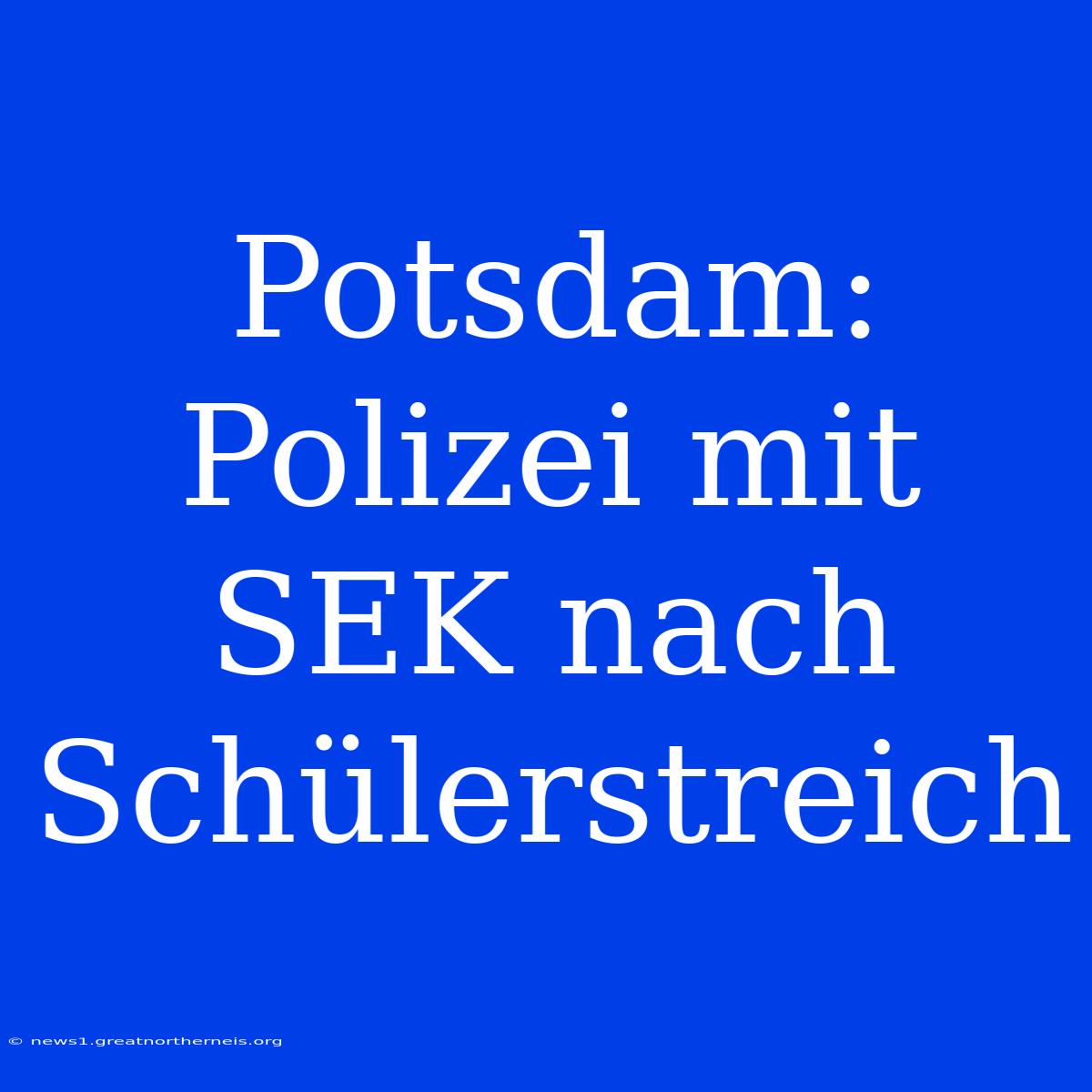 Potsdam: Polizei Mit SEK Nach Schülerstreich