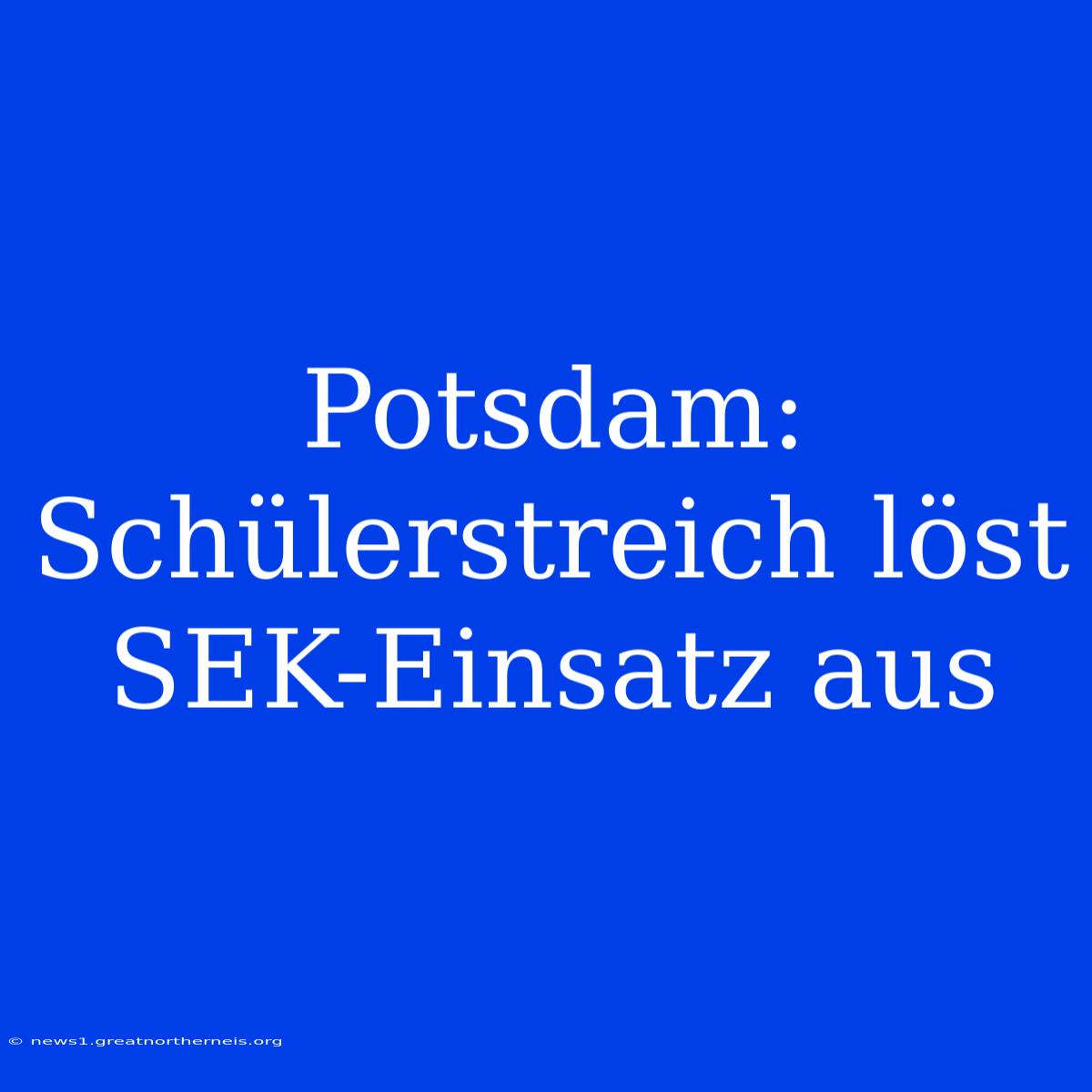 Potsdam: Schülerstreich Löst SEK-Einsatz Aus